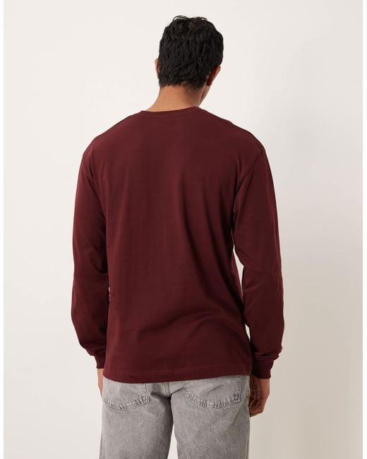 ARKET Red Pure Cotton Jersey Oversized High Neck Long Sleeve T-shirt for men