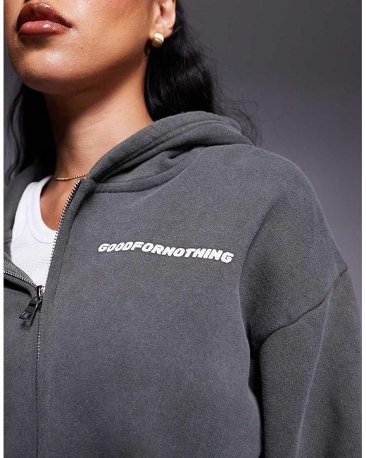 Good For Nothing Gray Cropped Zip Through Hoodie