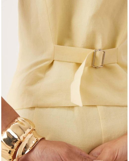 Pretty Lavish Natural Halterneck Linen Waistcoat Co-ord