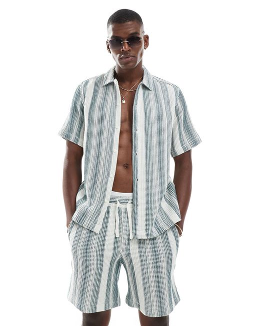 Short d'ensemble gaufré - et vert Only & Sons pour homme en coloris White