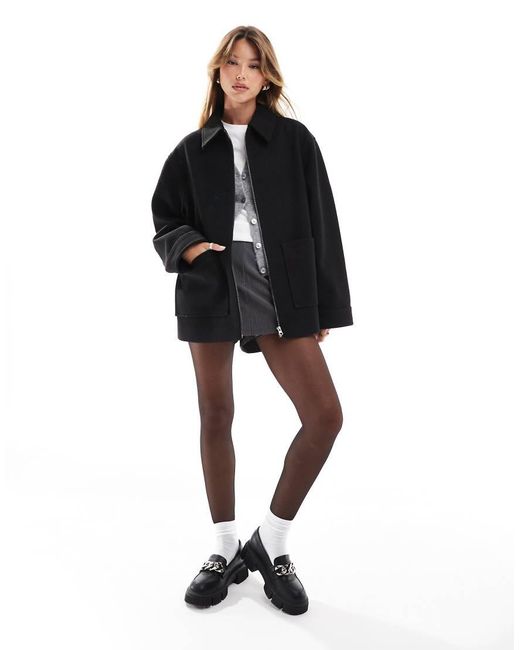 ASOS Black Top Collar Harrington Jacket