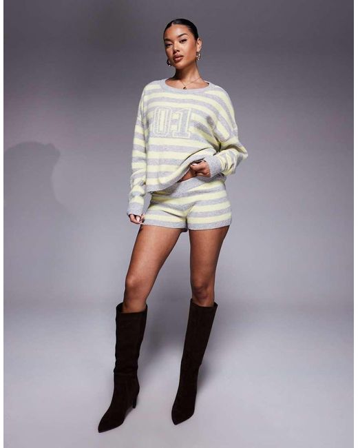 Tiger Mist Gray Koa Wool Feel Knitted Micro Shorts Co-ord