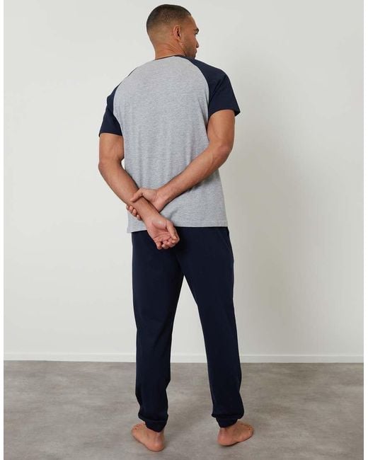 Threadbare Gray Raglan Short Sleeve Lounge Set for men