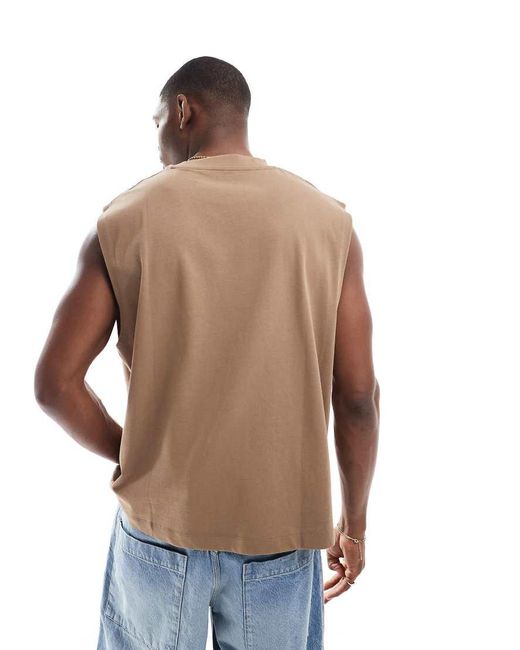 Camiseta Marrón Sin Mangas Extragrande De Tejido Grueso De ASOS de hombre de color Brown