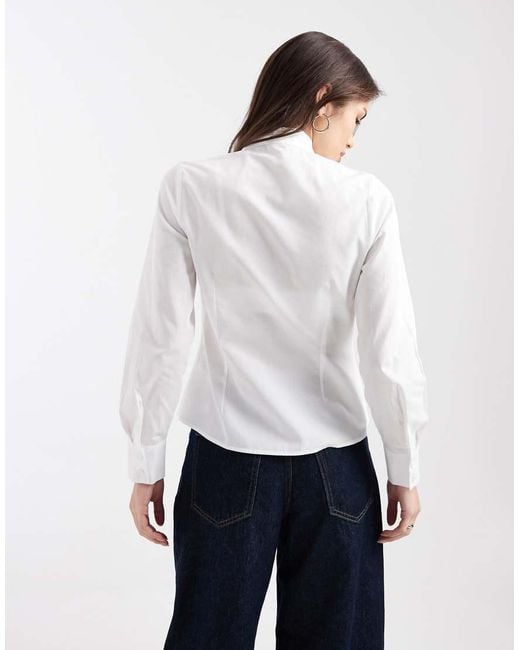 Miss Selfridge White Poplin Tie Neck Shirt