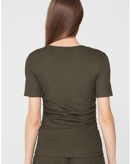 Tezenis Green Short Sleeve Crinkle Top With Gathering