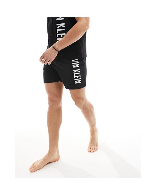 Calvin Klein Black Intense Power Medium Drawstring Swim Shorts for men