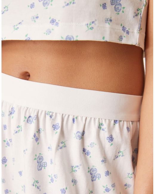 ASOS Natural Mix & Match Pyjama Trouser With Exposed Waistband And Picot Trim