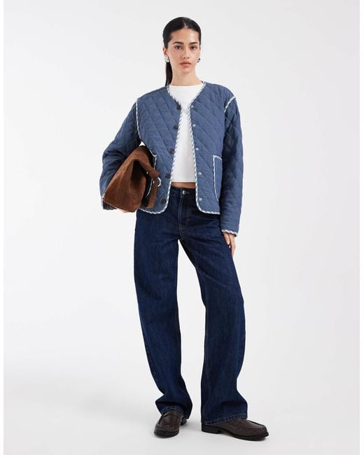 ONLY Blue Reversible Quilted Jacket