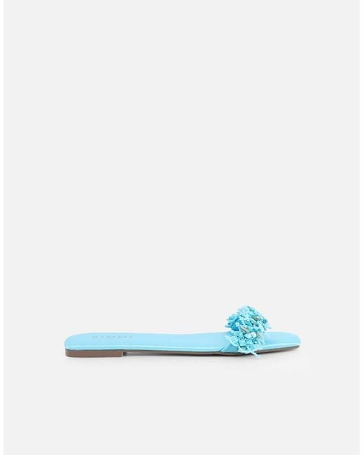 SIMMI Blue Hatty Slip On Flat Sandals