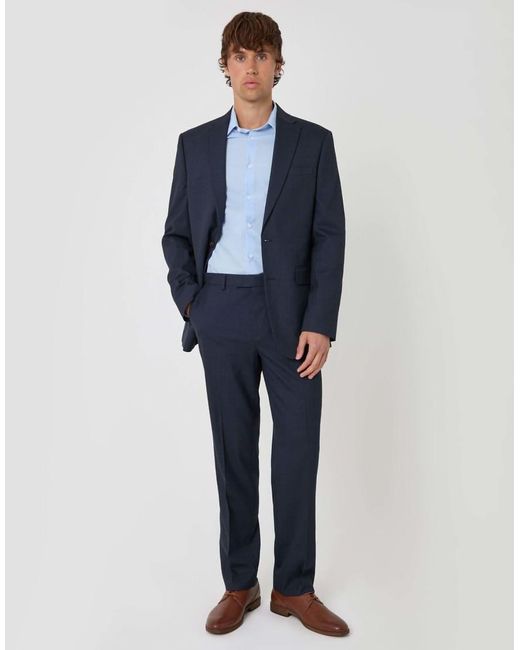 Threadbare Blue Regular Fit Single Breasted Blazer for men