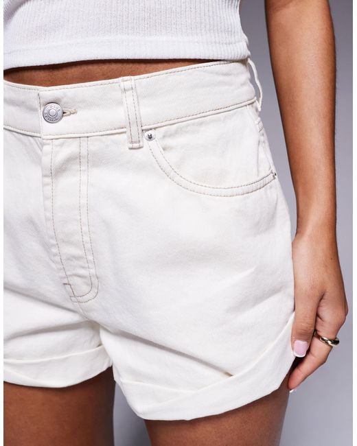 ASOS White Denim Relaxed Short With Roll Hem