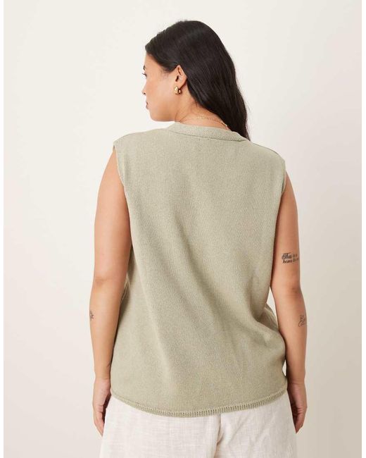 ASOS Green Asos Design Curve Clean Knitted Relaxed Fit Waistcoat