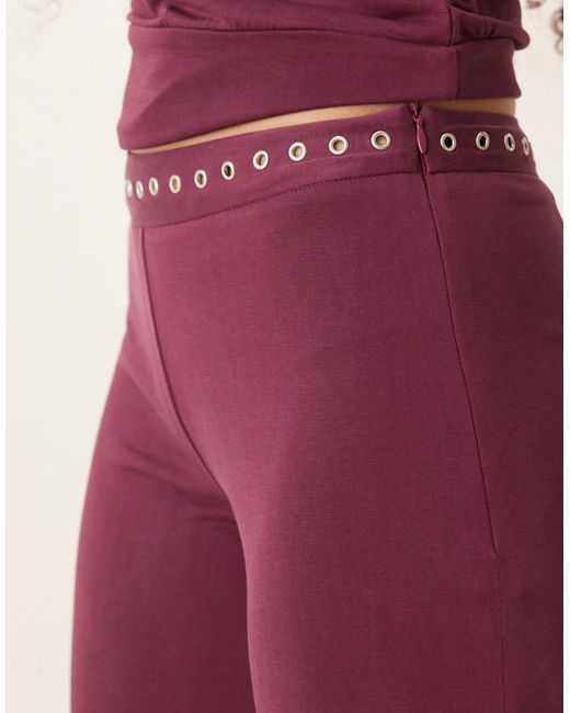 Motel Red Danika Studded Waistband Slouchy Trousers