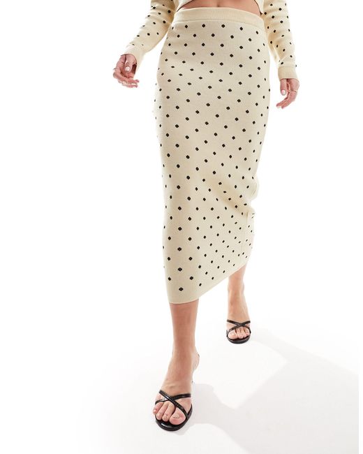 ASOS Natural Knitted Jacquard Midi Skirt