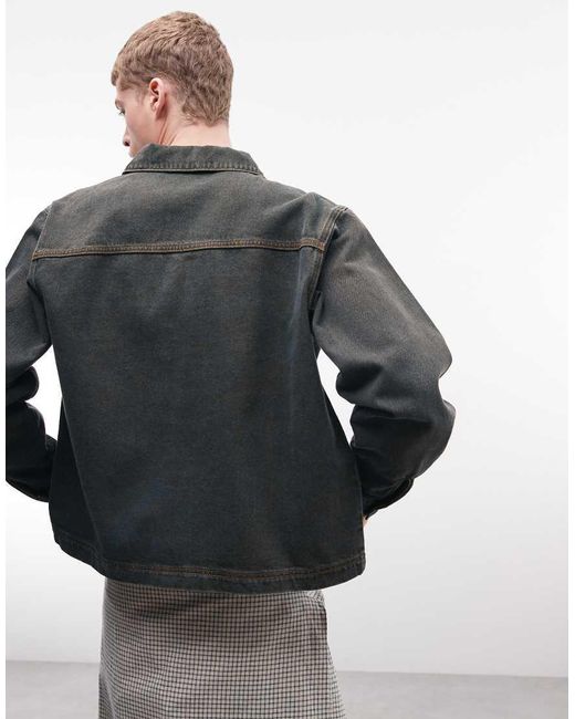 Reclaimed Vintage Gray Khaki Denim Jacket Co-ord for men