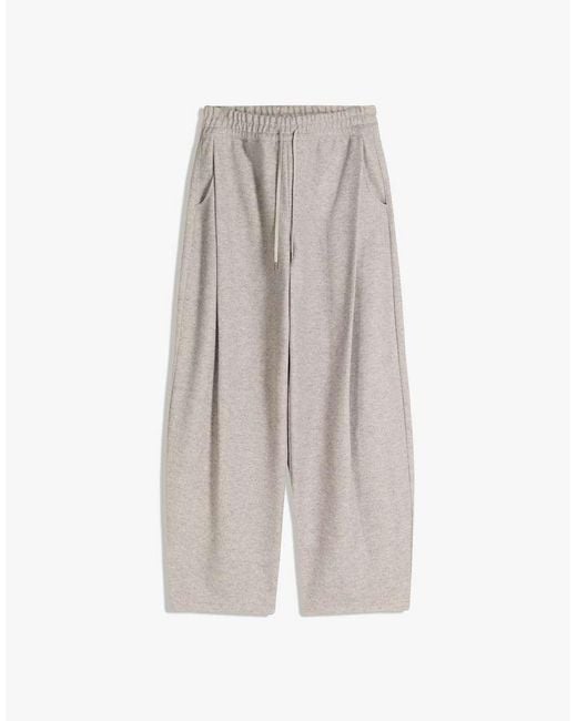 Bershka White Balloon Fit Felt Texture Trousers With Darts for men