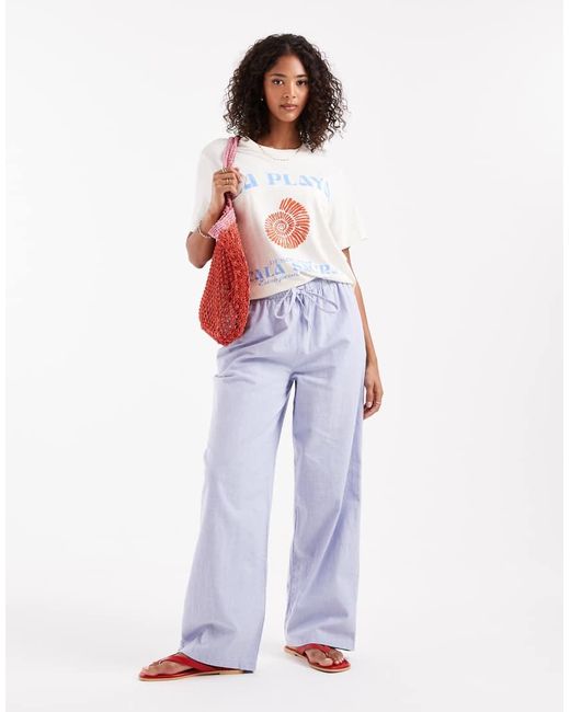 ASOS White Linen Look Pull On Trousers