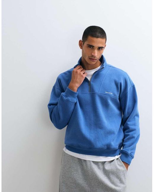 Hollister Blue 1/4 Zip Sweatshirt for men