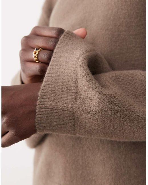 Gina Tricot Natural Crew Neck Knitted Sweater With Wide Sleeves