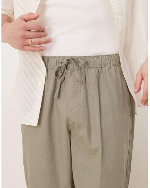 ASOS – baggy fit leinenmix-hose in Gray für Herren