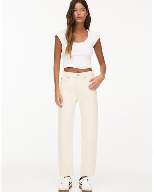 Pull&Bear White Basic Mom Jeans
