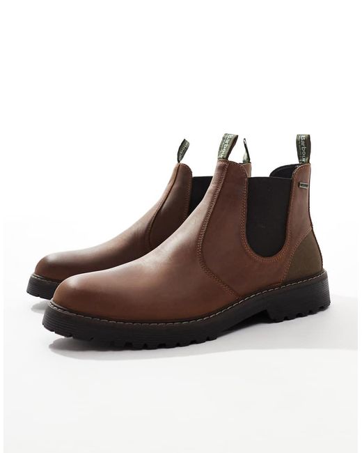Barbour Gray Patton Waterproof Leather Chelsea Boots for men