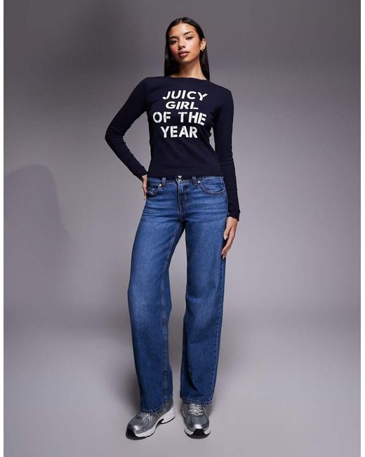 Juicy Couture Blue Girl Of The Year Logo Long Sleeve Top