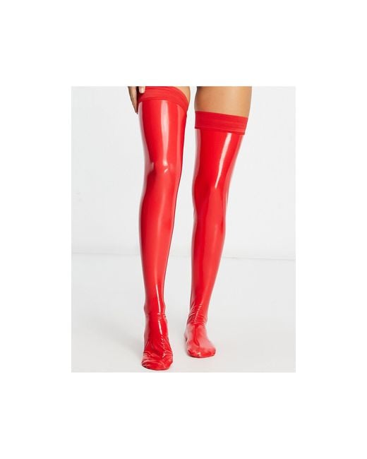 Ann Summers Red Wetlook Hold Ups