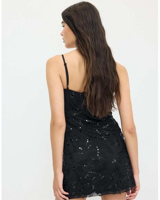 Stradivarius Blue Rhinestone Short Dress
