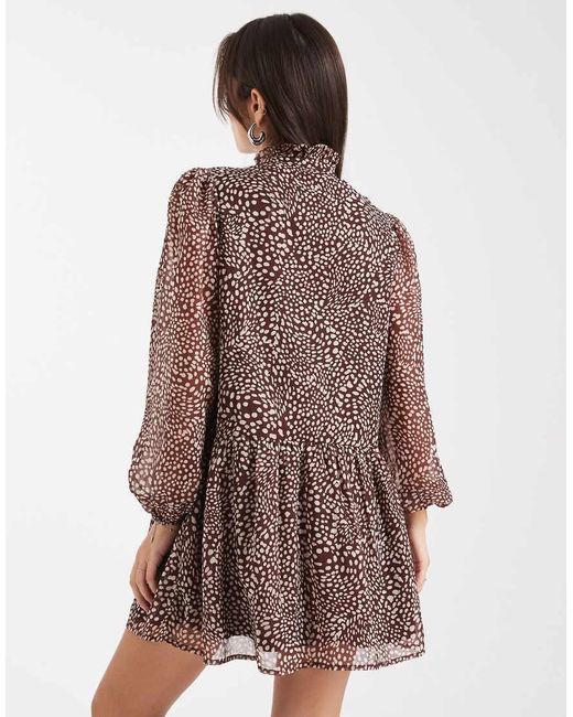 Wednesday's Girl Brown Leopard Print Floaty Mini Dress