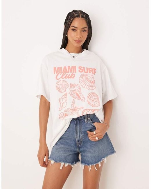 ASOS White Oversized T-shirt With Miami Shell Graphic
