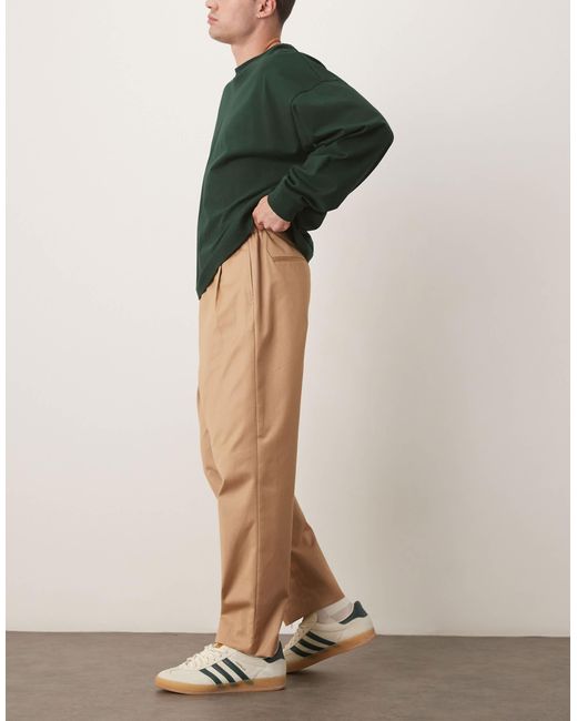 Pantalon à pinces élégant coupe chino fuselée avec taille élastique - fauve ASOS pour homme en coloris Natural