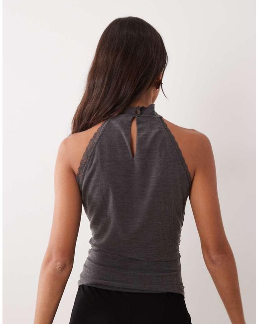 Mango Black High Neck Sleeveless Knitted Top