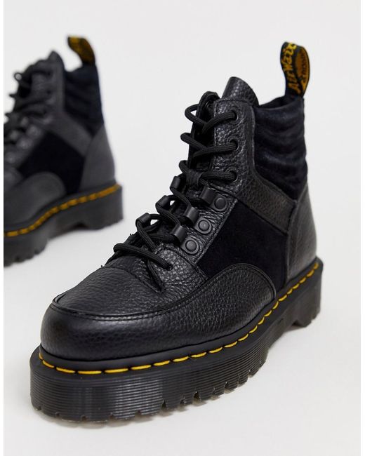 Dr. Martens Flat Chunky Leather Boots in Black Lyst