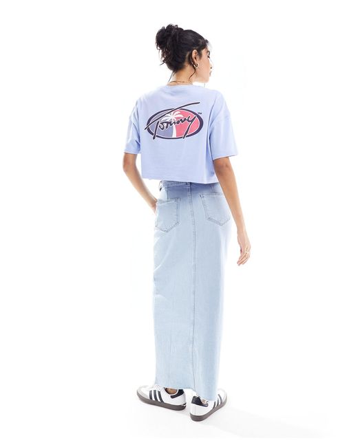 Tommy Hilfiger Blue Oversized Cropped Archive T-shirt