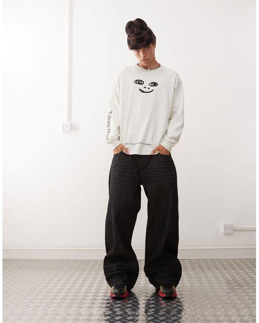 Looser jean baggy delave Cheap Monday pour homme en coloris Blanc Lyst
