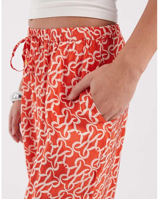 River Island Red Monogrammed Print Trousers
