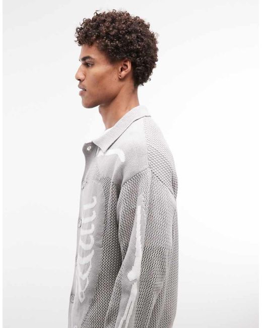 Xlarge White Scanner Knitted Button Up Cardigan for men