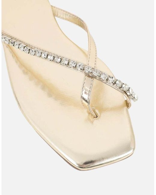 SIMMI Natural May Toe Thong Diamante Flat Sandals