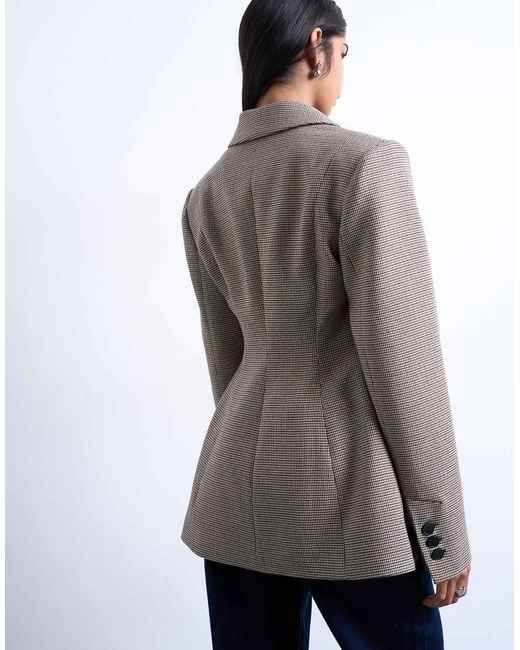TOPSHOP Geruite Blazer Van Co-Ord Set Met Versmalde Taille in het Gray