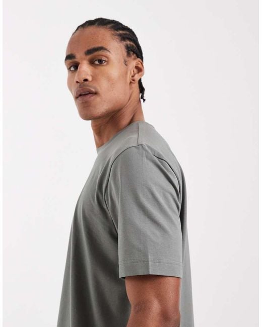 Boss Gray Hugo Boss Cotton T-Shirt With Contrast Logo for men