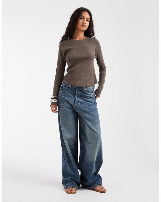 Free People Blue Easy Does It Long Sleeve T-shirt