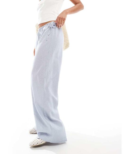 ONLY White Wide Leg Tie Detail Trousers