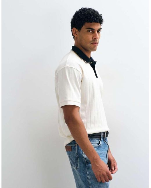 ASOS White Relaxed Polo With Contrast Collar for men