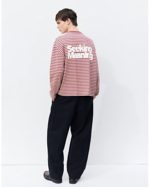 Pull&Bear Pink Stwd Striped Text T-shirt for men