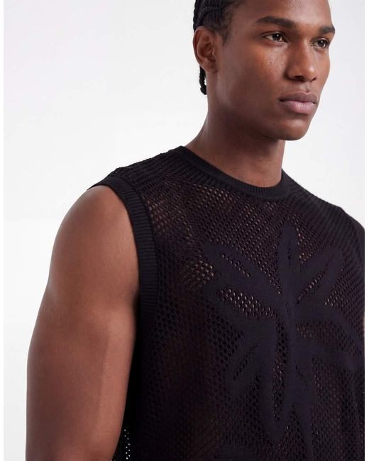 ASOS Black Knit Relaxed Tank Top for men
