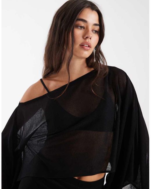 ASOS Black Fine Knit Sheer Poncho