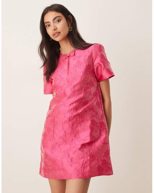 Sister Jane Pink Foxglove Jacquard Mini Dress