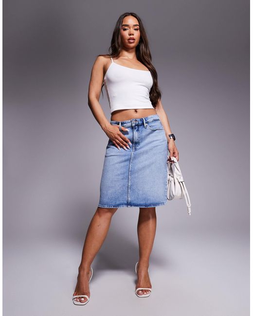GOOD AMERICAN Blue Good 90s Midi Skirt